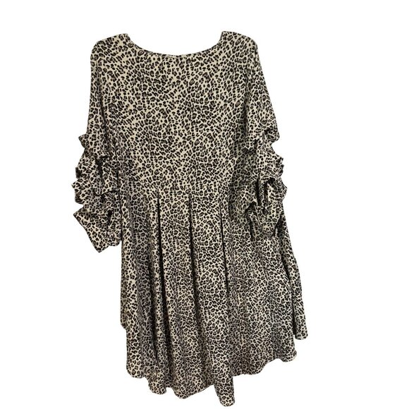 Patrizia Luca Leopard Print Ruffle Dress M high low - Picture 3 of 9